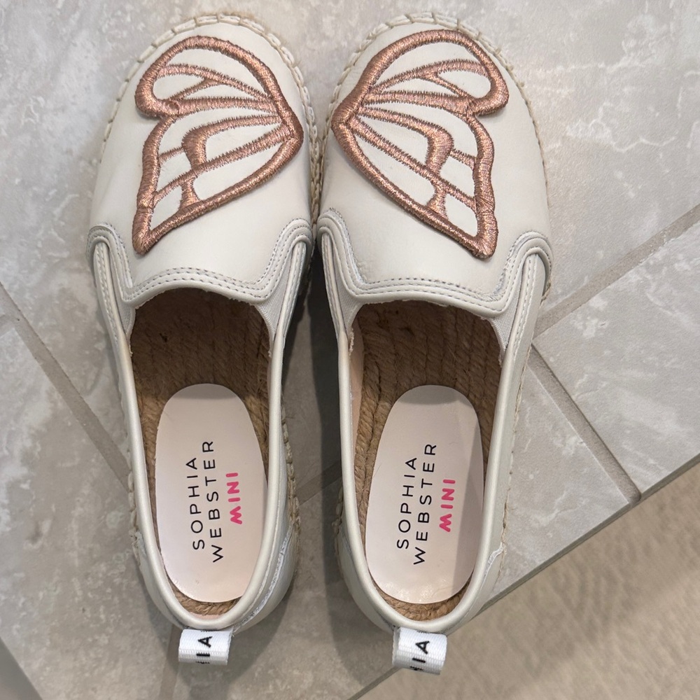 Sophia Webster Mini White and Gold Butterfly Shoes